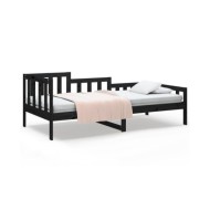 Lit de jour Noir 90x190 cm Bois de pin massif