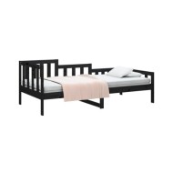 Lit de jour Noir 90x190 cm Bois de pin massif