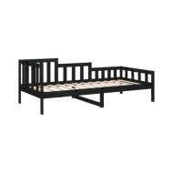 Lit de jour Noir 90x190 cm Bois de pin massif