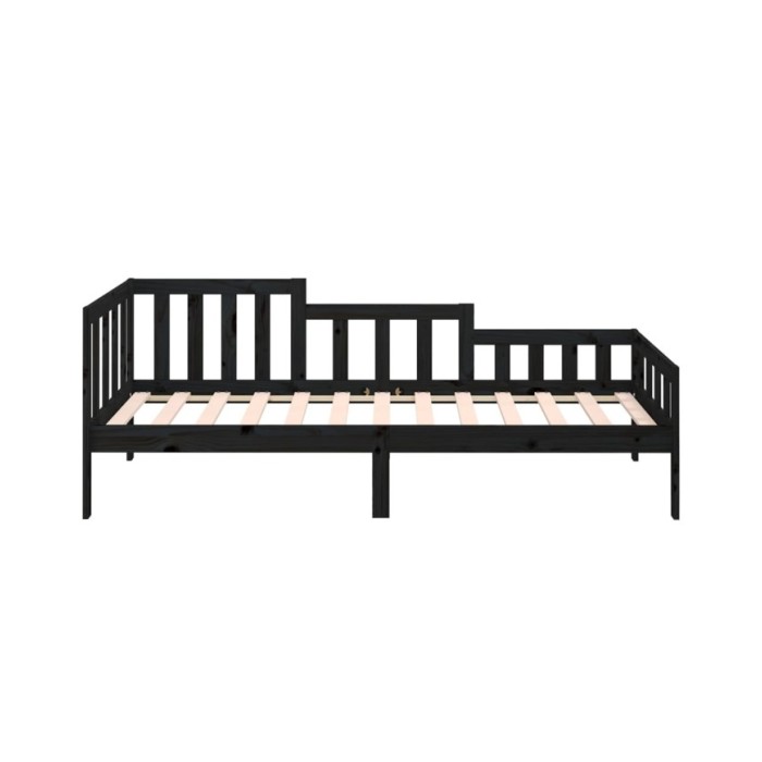 Lit de jour Noir 90x190 cm Bois de pin massif