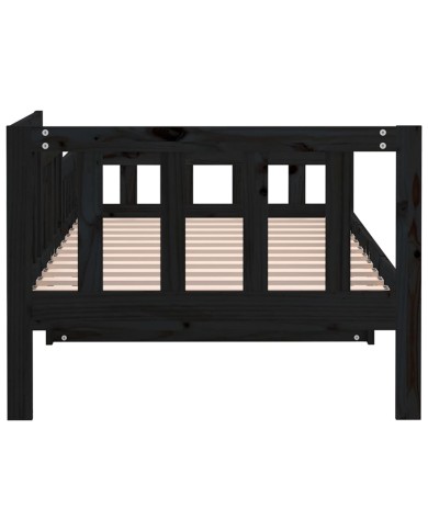 Lit de jour Noir 90x190 cm Bois de pin massif