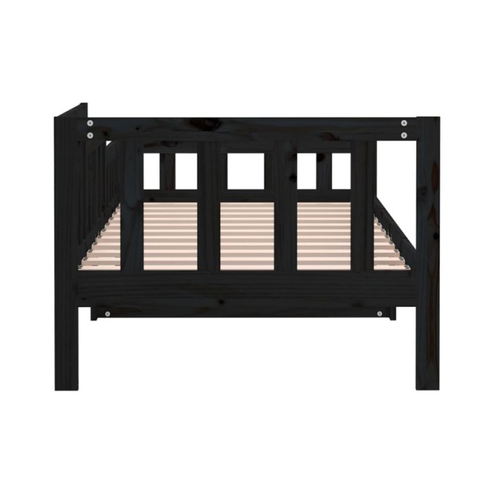 Lit de jour Noir 90x190 cm Bois de pin massif