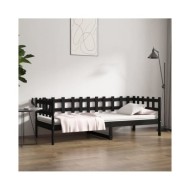 Lit de jour Noir 90x190 cm Bois de pin massif