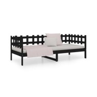 Lit de jour Noir 90x190 cm Bois de pin massif