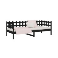Lit de jour Noir 90x190 cm Bois de pin massif