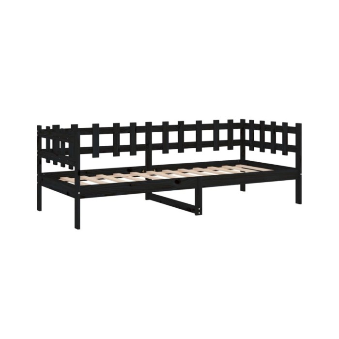 Lit de jour Noir 90x190 cm Bois de pin massif
