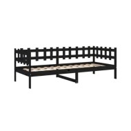 Lit de jour Noir 90x190 cm Bois de pin massif