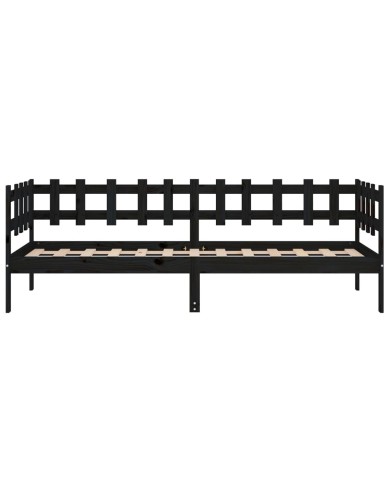 Lit de jour Noir 90x190 cm Bois de pin massif