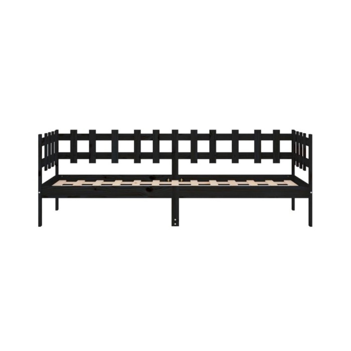 Lit de jour Noir 90x190 cm Bois de pin massif