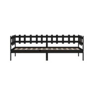 Lit de jour Noir 90x190 cm Bois de pin massif