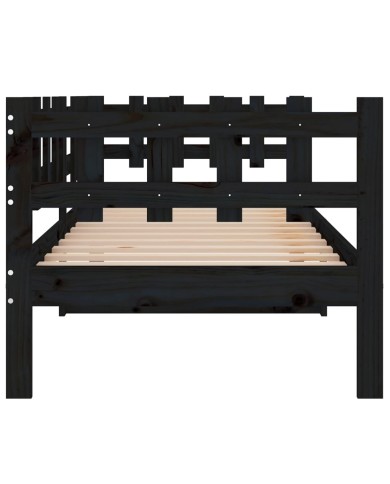 Lit de jour Noir 90x190 cm Bois de pin massif