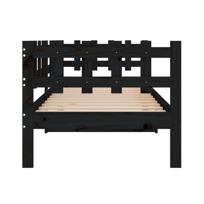 Lit de jour Noir 90x190 cm Bois de pin massif