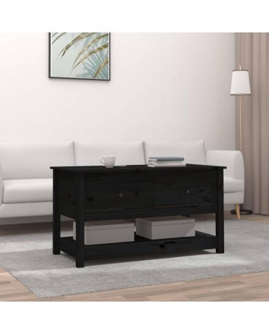Table basse Noir 102x49x55 cm Bois massif de pin