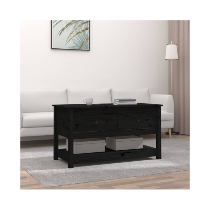 Table basse Noir 102x49x55 cm Bois massif de pin