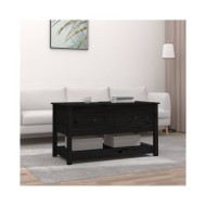 Table basse Noir 102x49x55 cm Bois massif de pin