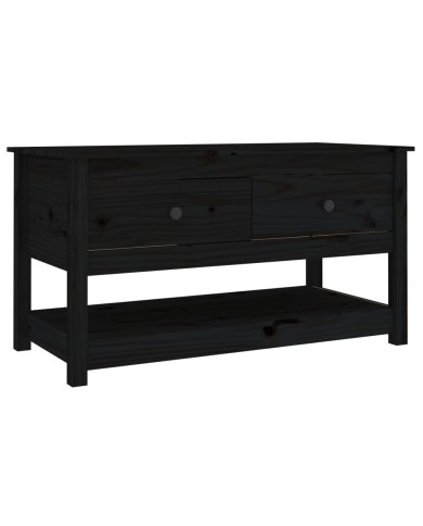 Table basse Noir 102x49x55 cm Bois massif de pin