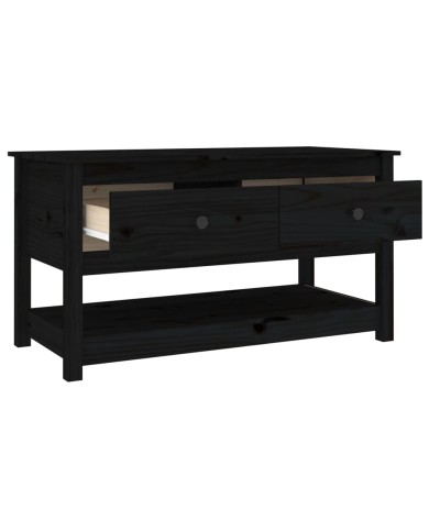 Table basse Noir 102x49x55 cm Bois massif de pin