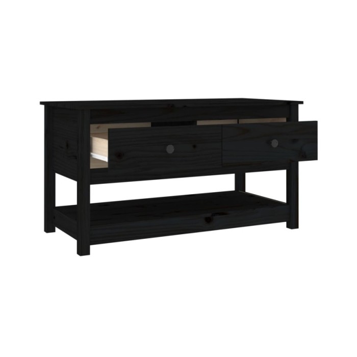 Table basse Noir 102x49x55 cm Bois massif de pin