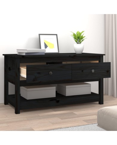 Table basse Noir 102x49x55 cm Bois massif de pin