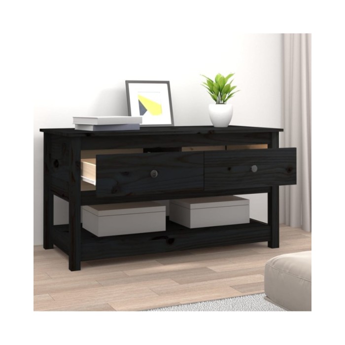 Table basse Noir 102x49x55 cm Bois massif de pin
