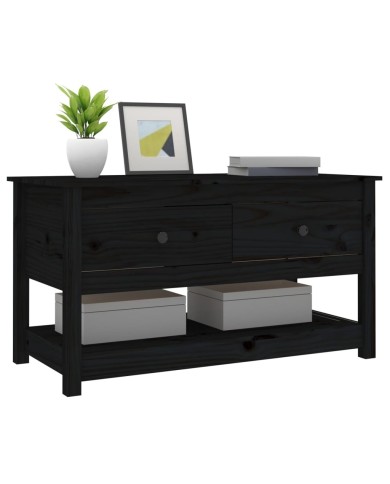Table basse Noir 102x49x55 cm Bois massif de pin