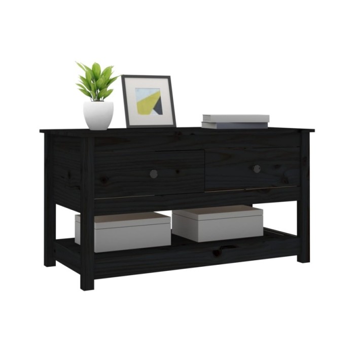 Table basse Noir 102x49x55 cm Bois massif de pin