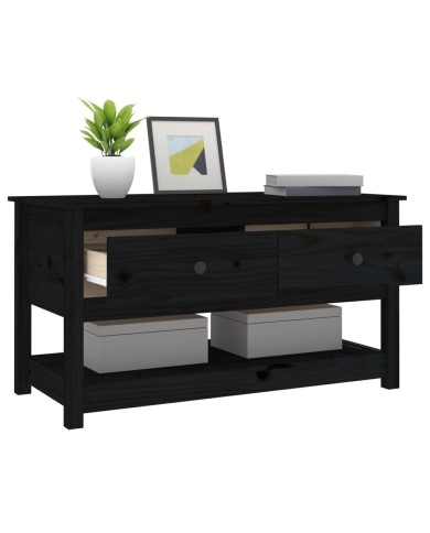 Table basse Noir 102x49x55 cm Bois massif de pin