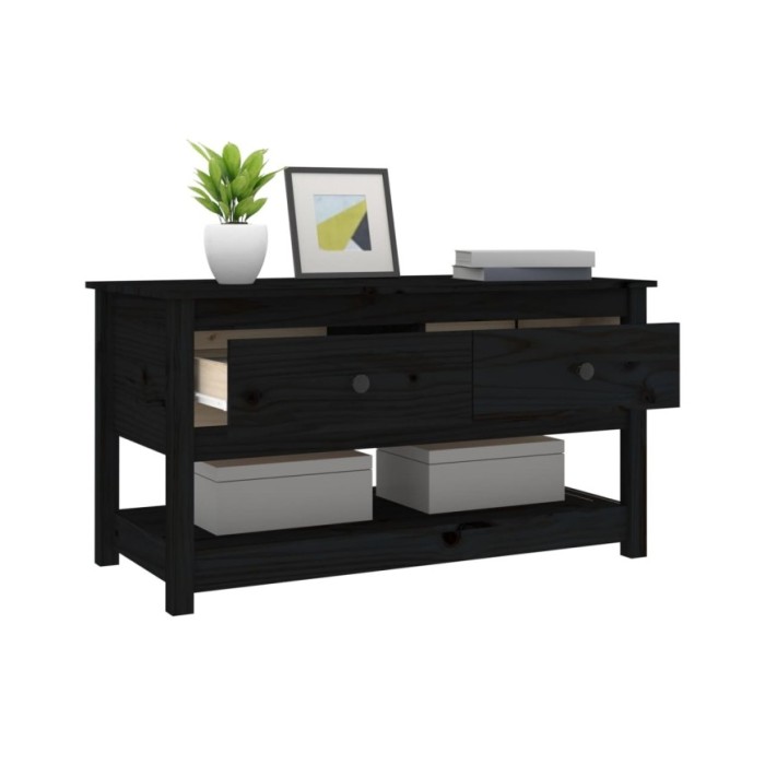 Table basse Noir 102x49x55 cm Bois massif de pin