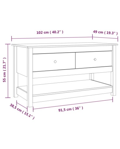 Table basse Noir 102x49x55 cm Bois massif de pin