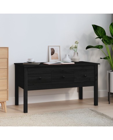 Table basse Noir 102x49x55 cm Bois massif de pin