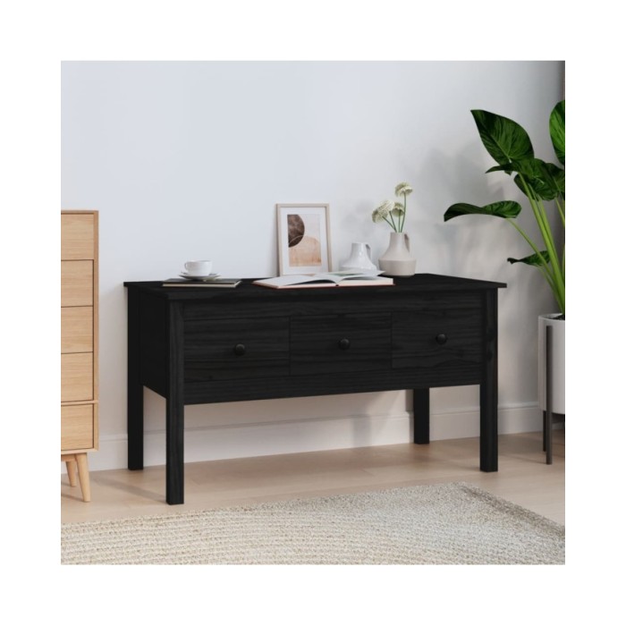 Table basse Noir 102x49x55 cm Bois massif de pin