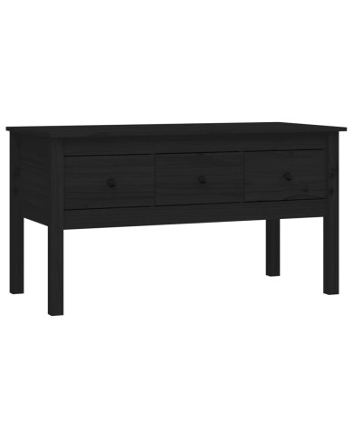Table basse Noir 102x49x55 cm Bois massif de pin