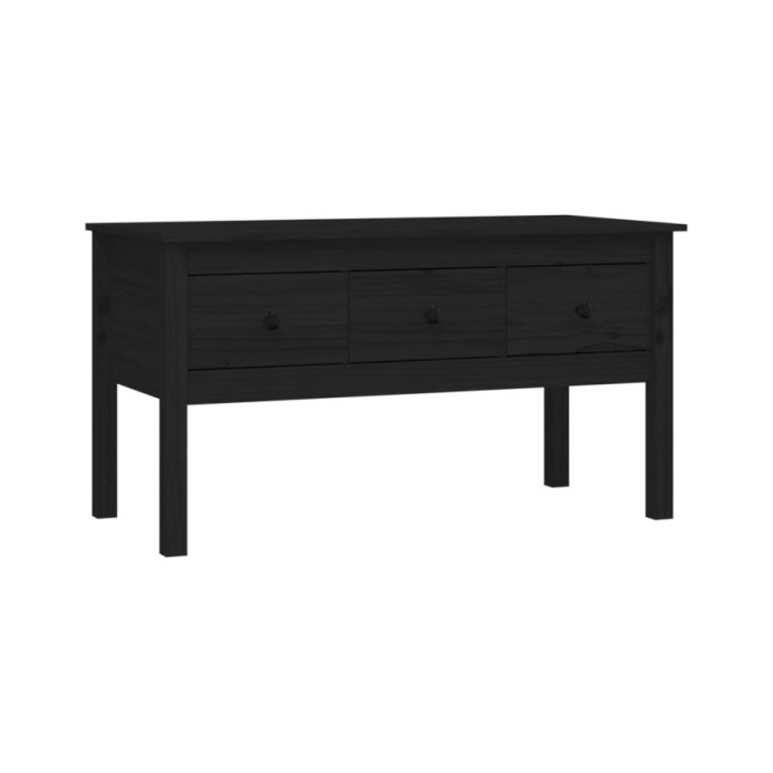 Table basse Noir 102x49x55 cm Bois massif de pin