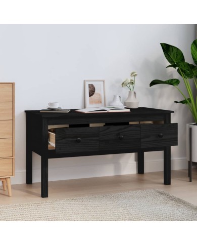 Table basse Noir 102x49x55 cm Bois massif de pin