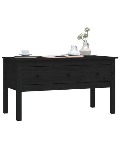 Table basse Noir 102x49x55 cm Bois massif de pin