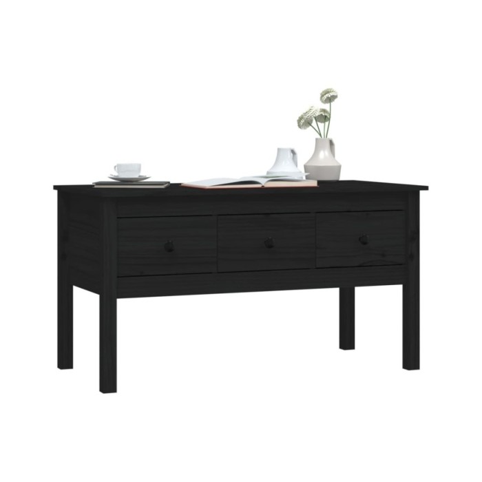 Table basse Noir 102x49x55 cm Bois massif de pin