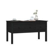 Table basse Noir 102x49x55 cm Bois massif de pin
