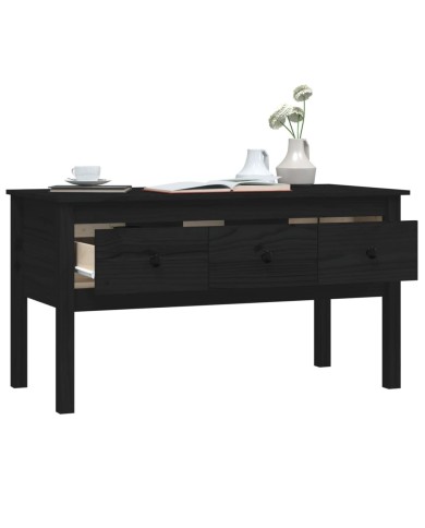 Table basse Noir 102x49x55 cm Bois massif de pin