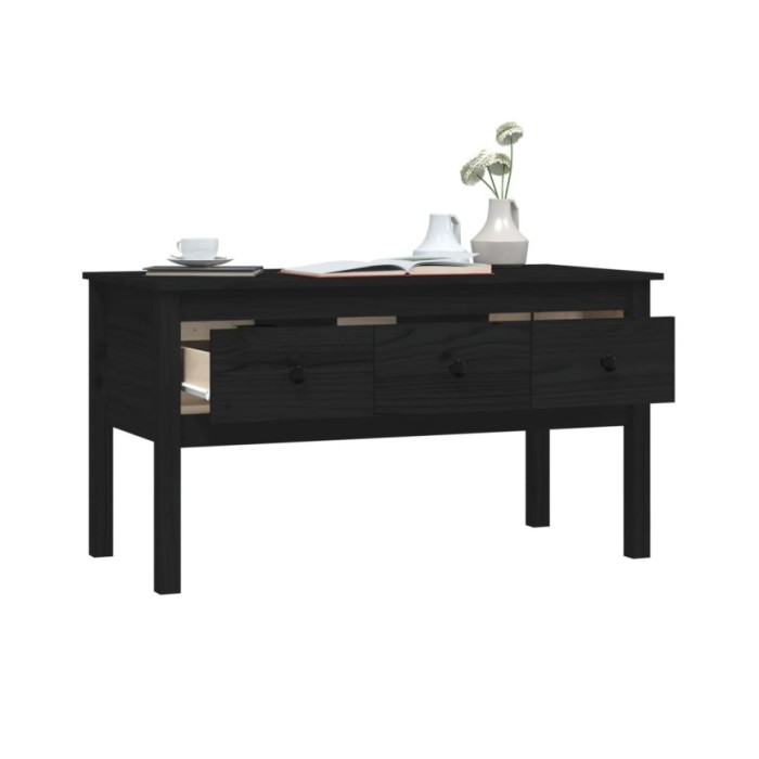 Table basse Noir 102x49x55 cm Bois massif de pin