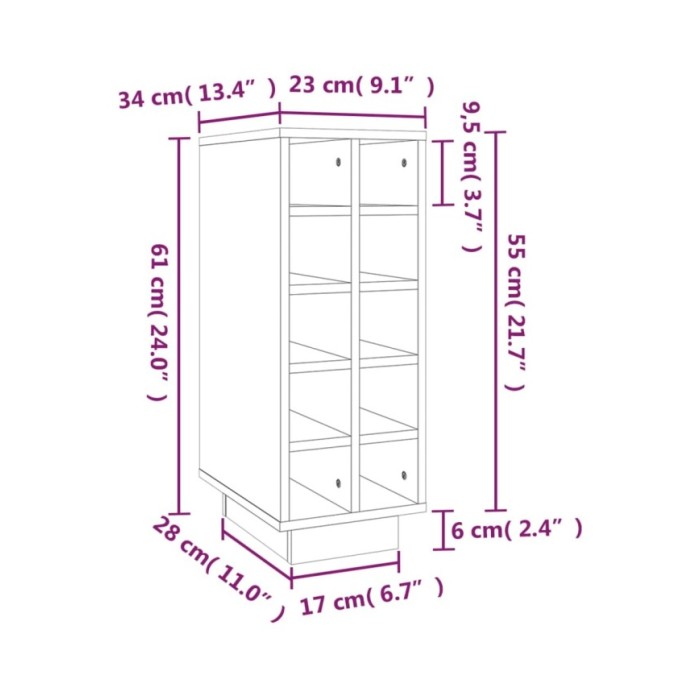 Armoire à vin Noir 23x34x61 cm Bois de pin massif
