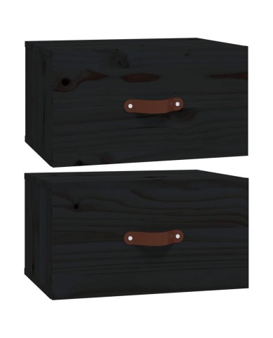 Tables de chevet murales 2 pcs Noir 40x29,5x22 cm