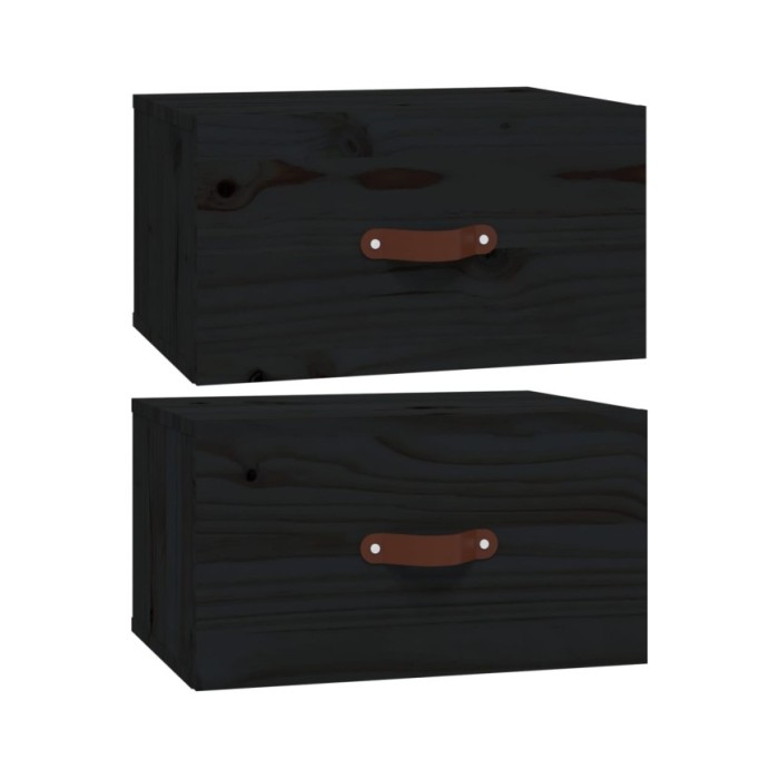 Tables de chevet murales 2 pcs Noir 40x29,5x22 cm