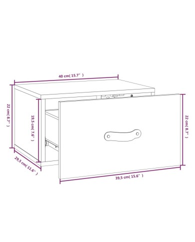 Tables de chevet murales 2 pcs Noir 40x29,5x22 cm
