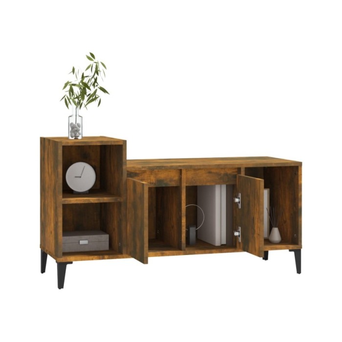 Meuble TV Chêne fumé 100x35x55 cm Bois d'ingénierie