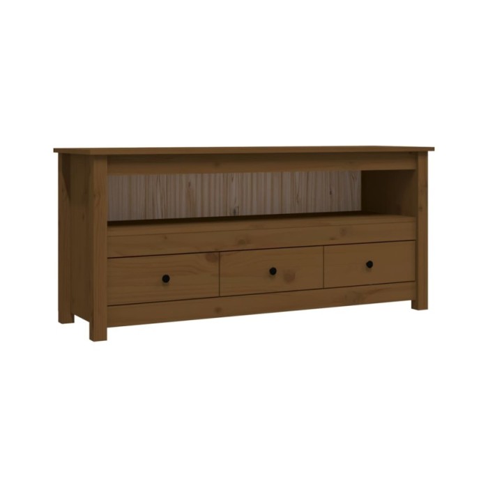 Meuble TV Marron miel 114x35x52 cm Bois de pin massif