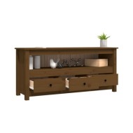 Meuble TV Marron miel 114x35x52 cm Bois de pin massif