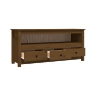 Meuble TV Marron miel 114x35x52 cm Bois de pin massif