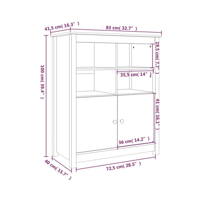 Buffet Marron miel 83x41,5x100 cm Bois massif de pin