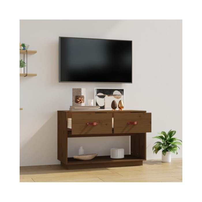 Meuble TV Marron miel 90x40x60 cm Bois de pin massif