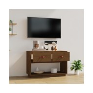 Meuble TV Marron miel 90x40x60 cm Bois de pin massif